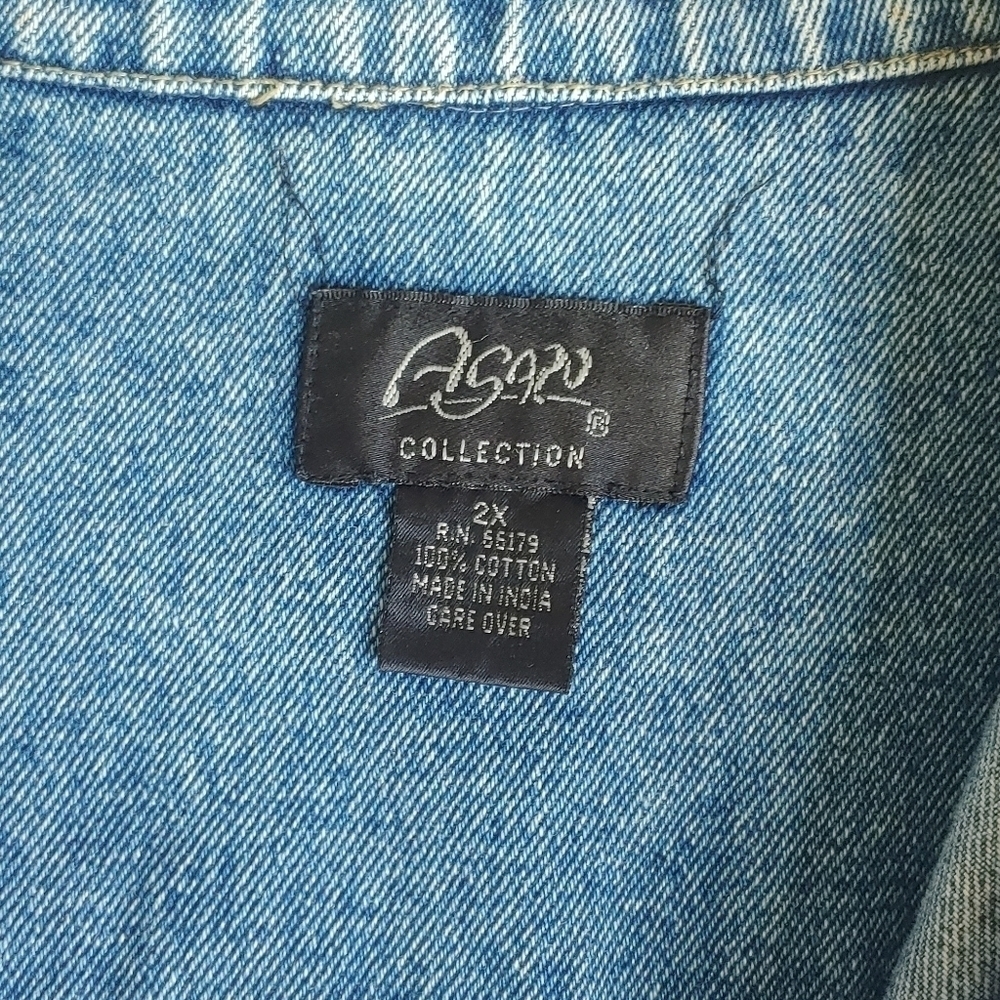 Vintage 90s y2k embroidered denim zip up denim jacket size 2x - Picture 4 of 7